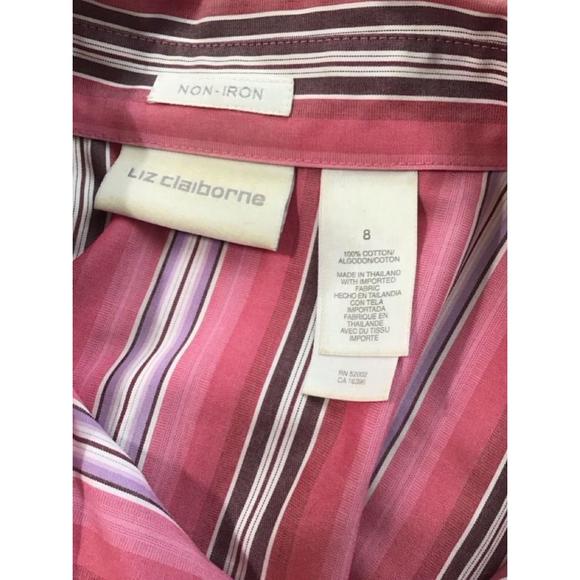 Women's Liz Claiborne Pink Striped Button Down Shirt Size 8 - Picture 5 of 5